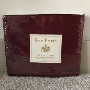Ralph Lauren Estate Burgundy Twin Flat Sheet